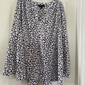 Lane Bryant Black & White Blouse, Heart Design